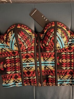Aztec Print M Corset/Tube Top NWT